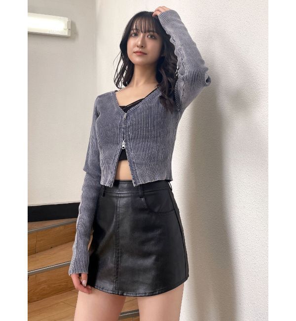 GYDA「フェイクレザースカートライクショートパンツ」|スカート|