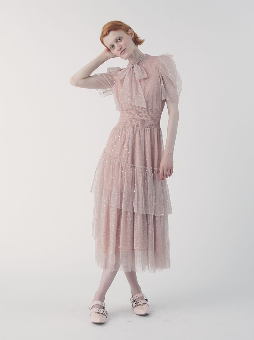 FURFUR「【限定サイズ】ハーフスリーブラメチュールドレス」|ドレス|