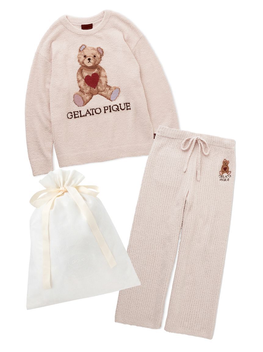 gelato pique「【ラッピング済み】ベビモコハートベアジャガードプルオーバー＆ロングパンツSET」|ルームウェア|
