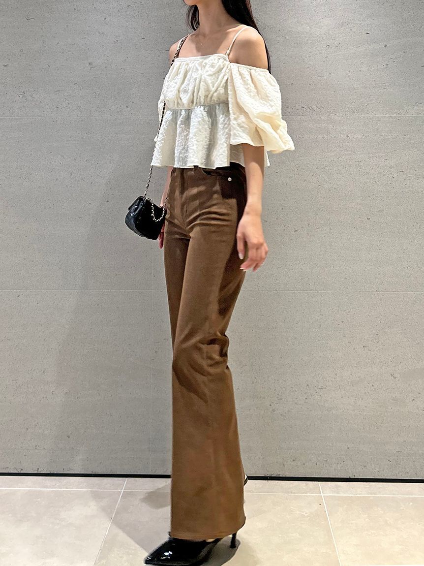 SNIDEL「【STYLEUPPANTS】ハイウエストフレア」|チノ|