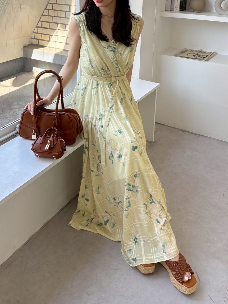 FRAY I.D「フラワープリントカシュクールワンピース／接触冷感」|ワンピース|