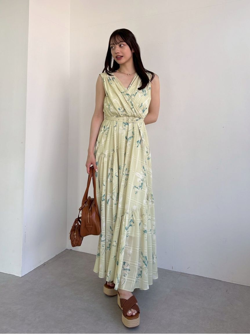 FRAY I.D「フラワープリントカシュクールワンピース／接触冷感」|ワンピース|