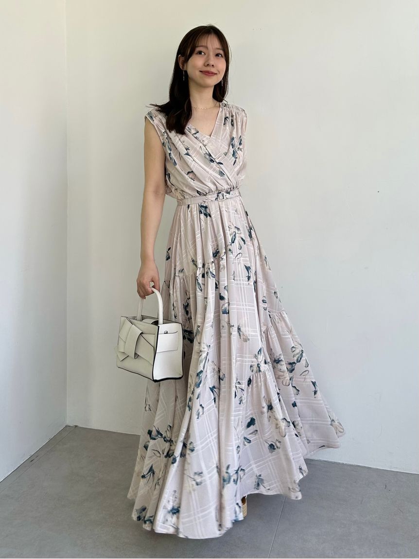 FRAY I.D「フラワープリントカシュクールワンピース／接触冷感」|ワンピース|