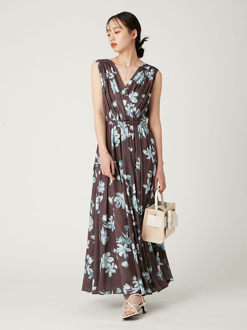 FRAY I.D「フラワープリントカシュクールワンピース／接触冷感」|ワンピース|