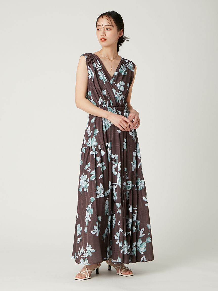 FRAY I.D「フラワープリントカシュクールワンピース／接触冷感」|ワンピース|