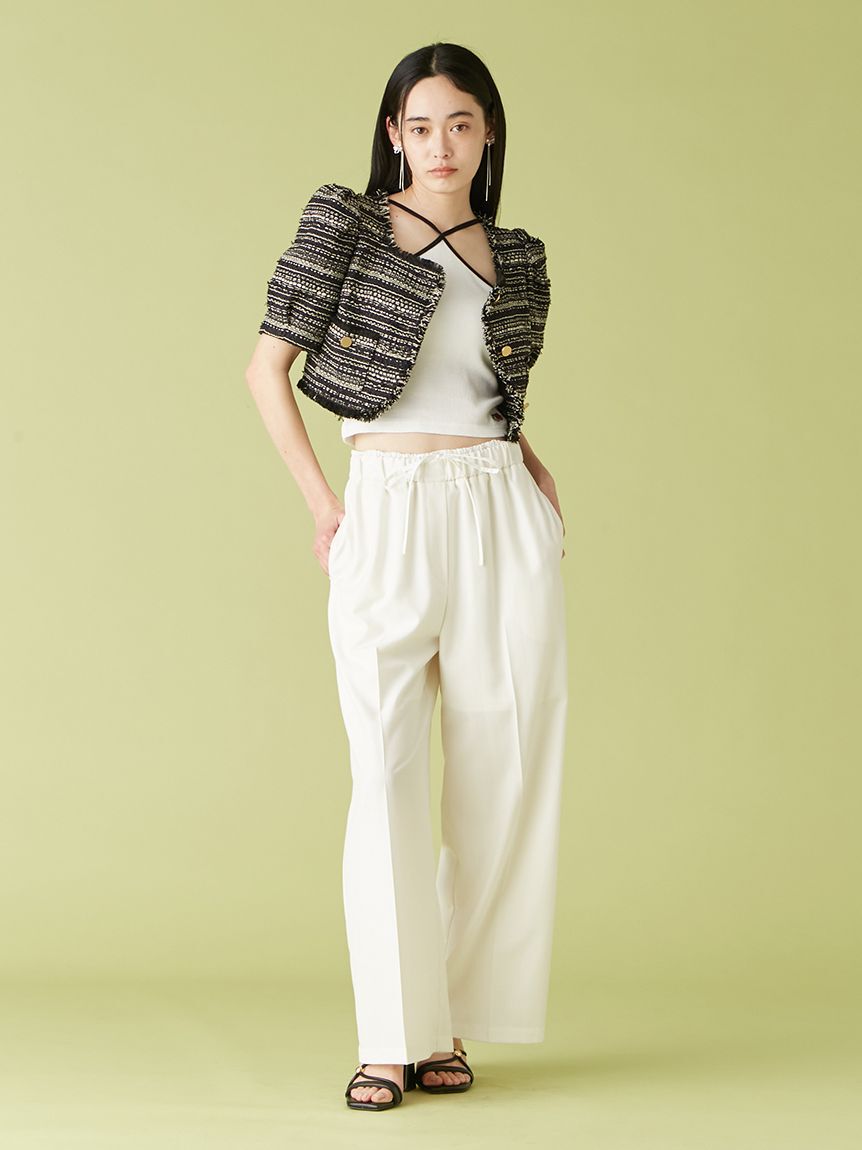 LILY BROWN「ハーフスリーブツイードジャケット」|テーラードジャケット|