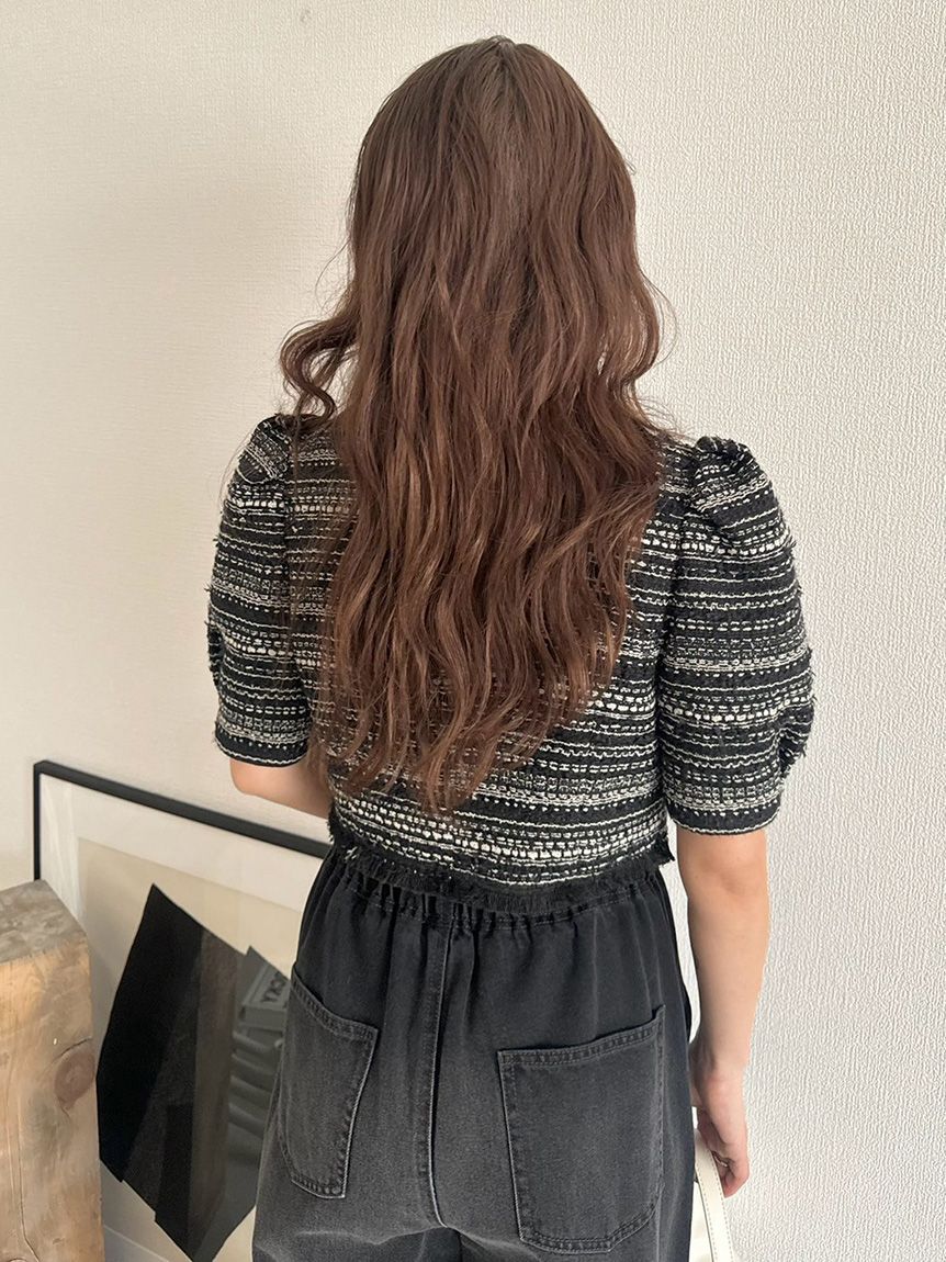 LILY BROWN「ハーフスリーブツイードジャケット」|テーラードジャケット|