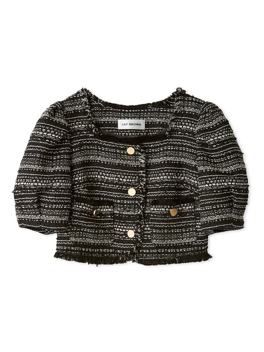 LILY BROWN「ハーフスリーブツイードジャケット」|テーラードジャケット|