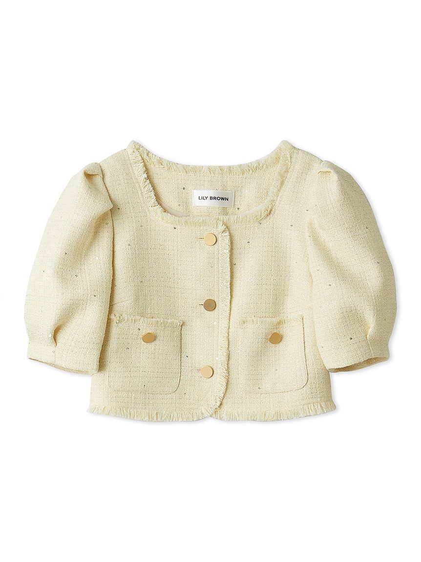 LILY BROWN「ハーフスリーブツイードジャケット」|テーラードジャケット|