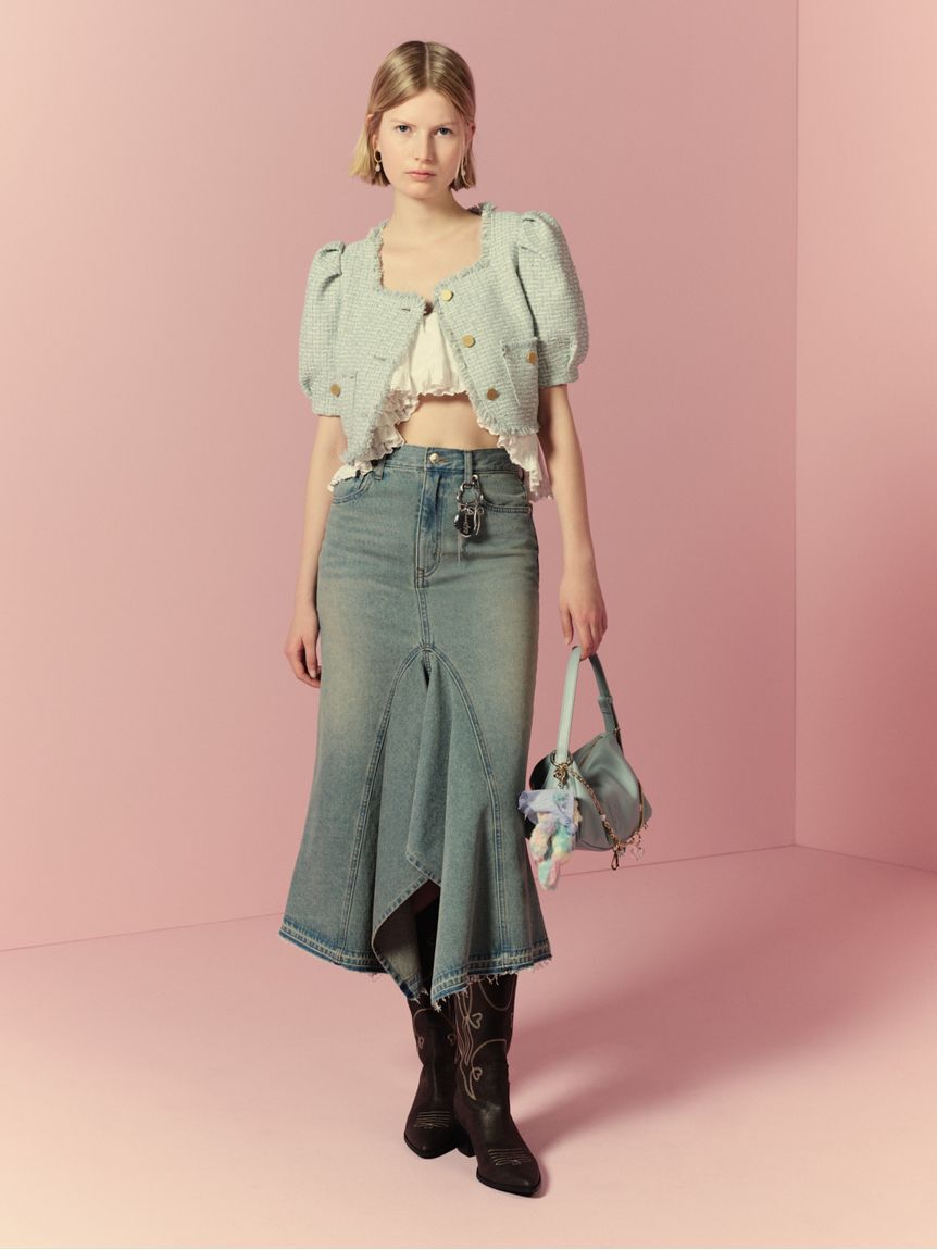 LILY BROWN「ハーフスリーブツイードジャケット」|テーラードジャケット|