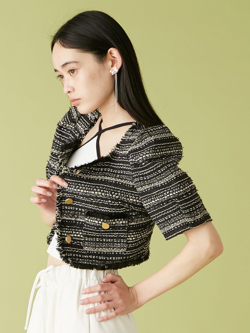 LILY BROWN「ハーフスリーブツイードジャケット」|テーラードジャケット|