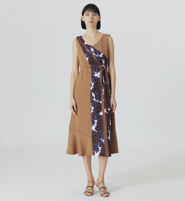  「【手洗い可】ブロッキングリゾートプリントワンピース」|ワンピース|