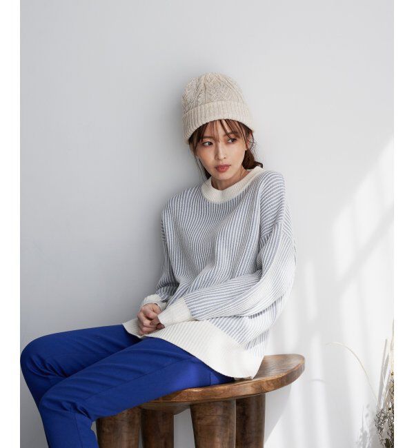 ikka「ストライプジャガードプルオーバー」|プルオーバー|