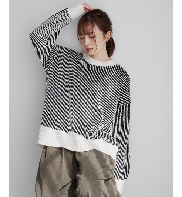 ikka「ストライプジャガードプルオーバー」|プルオーバー|