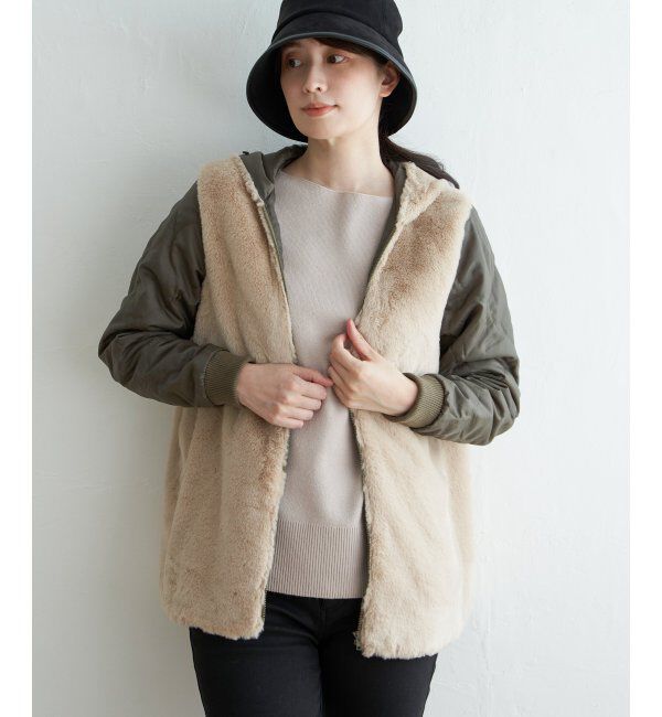 ikka「【雑誌InRed12月号掲載】 ファーライナー3WAYミドルマウンテンパーカー」|ブルゾン・スタジャン|