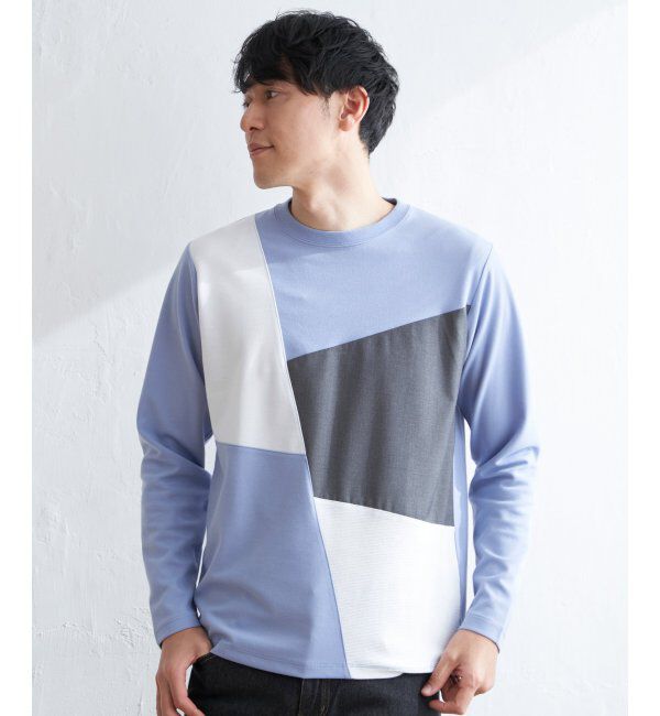 ikka「ブロックスポンチロンT」|Tシャツ・カットソー|ブルー