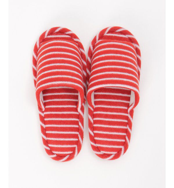 TOKYO DESIGN CHANNEL「パイルボーダー外縫いスリッパ」|ルームシューズ|レッド