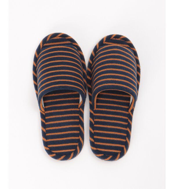 TOKYO DESIGN CHANNEL「パイルボーダー外縫いスリッパ」|ルームシューズ|ネイビー