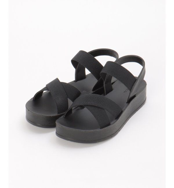 ikka「ラバークロスベルトサンダル」|その他|ブラック