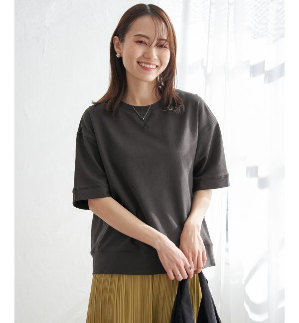 ikka「コットンUSAミニ裏毛半袖Tシャツ」|Tシャツ・カットソー|チャコール