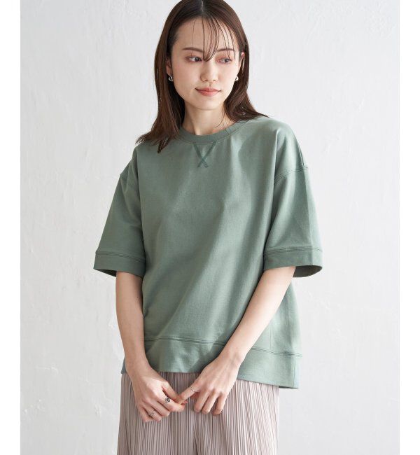 ikka「コットンUSAミニ裏毛半袖Tシャツ」|Tシャツ・カットソー|グリーン