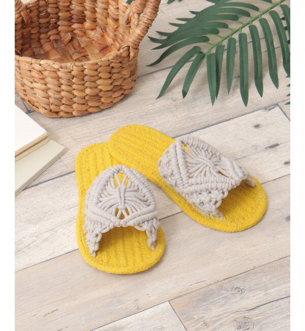 Lbc with Life「マクラメコットンサンダル」|ルームシューズ|グレー