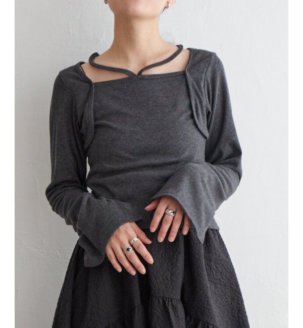 VENCE share style「リブボレロ風トップス」|Tシャツ・カットソー|チャコール