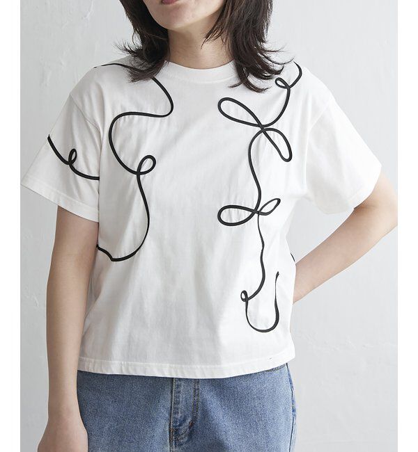 VENCE share style「コード刺繍Tシャツ」|Tシャツ・カットソー|アイボリー