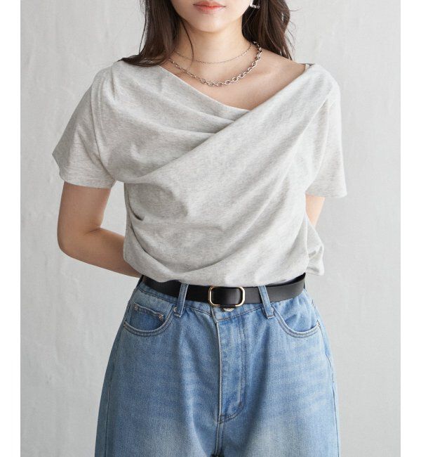 VENCE share style「綿天竺半袖ドレープTシャツ」|Tシャツ・カットソー|