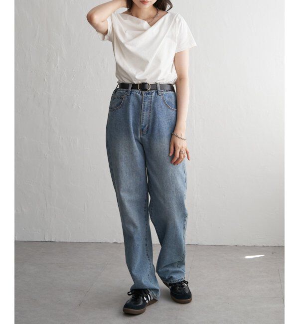 VENCE share style「綿天竺半袖ドレープTシャツ」|Tシャツ・カットソー|