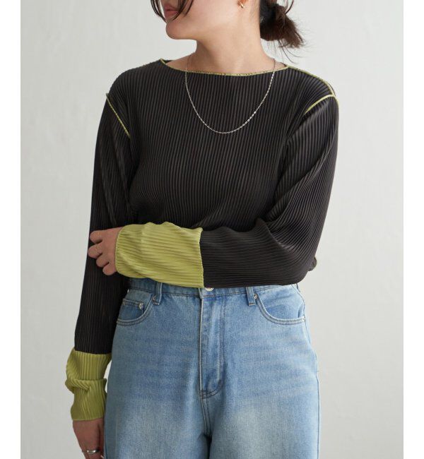 VENCE share style「プリーツ加工配色袖トップス」|その他|