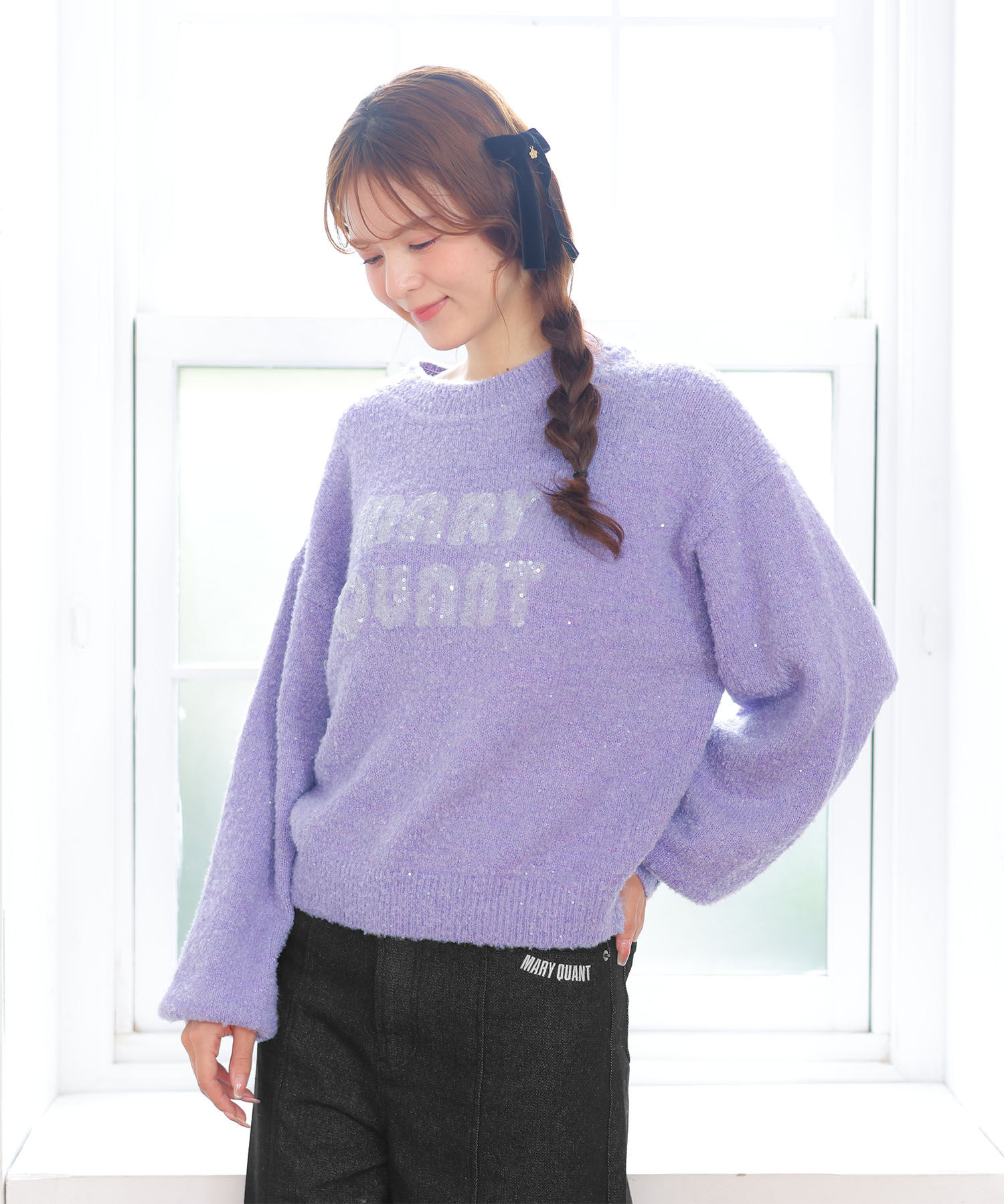 MARY QUANT「スパンコールニット プルオーバー」|プルオーバー|パープル