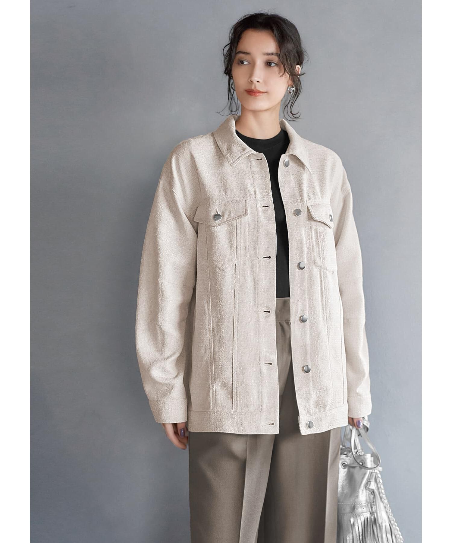 STYLE DELI「【LUXE】ライトツイードGジャン型ジャケット」|その他|グレージュミックス