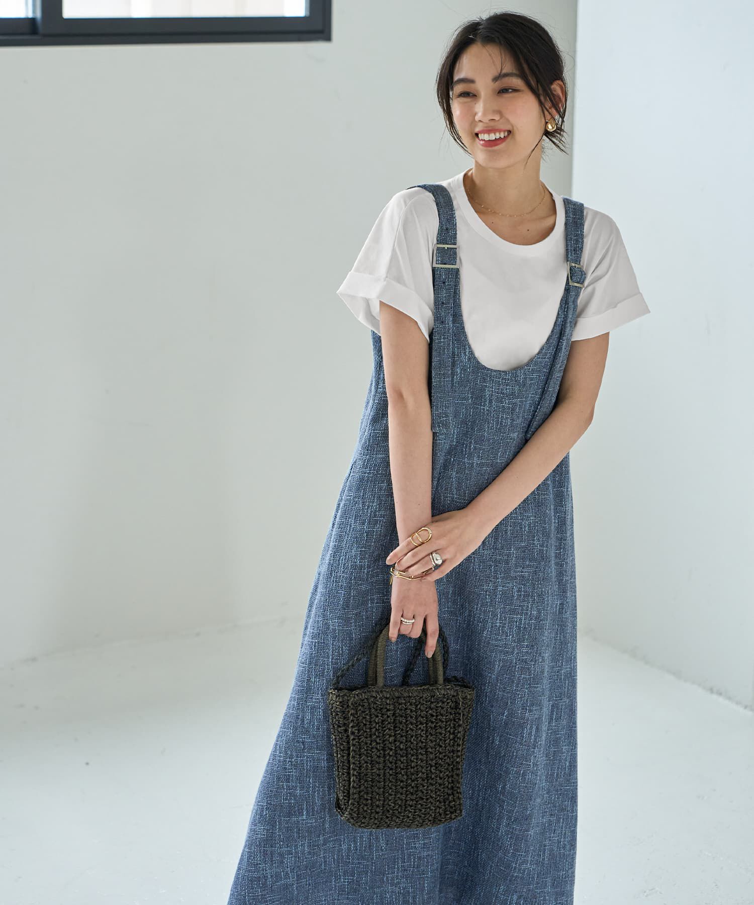 STYLE DELI「【LUXE】サマーツイードジャンパースカート」|ジャンパースカート|ブルーミックス