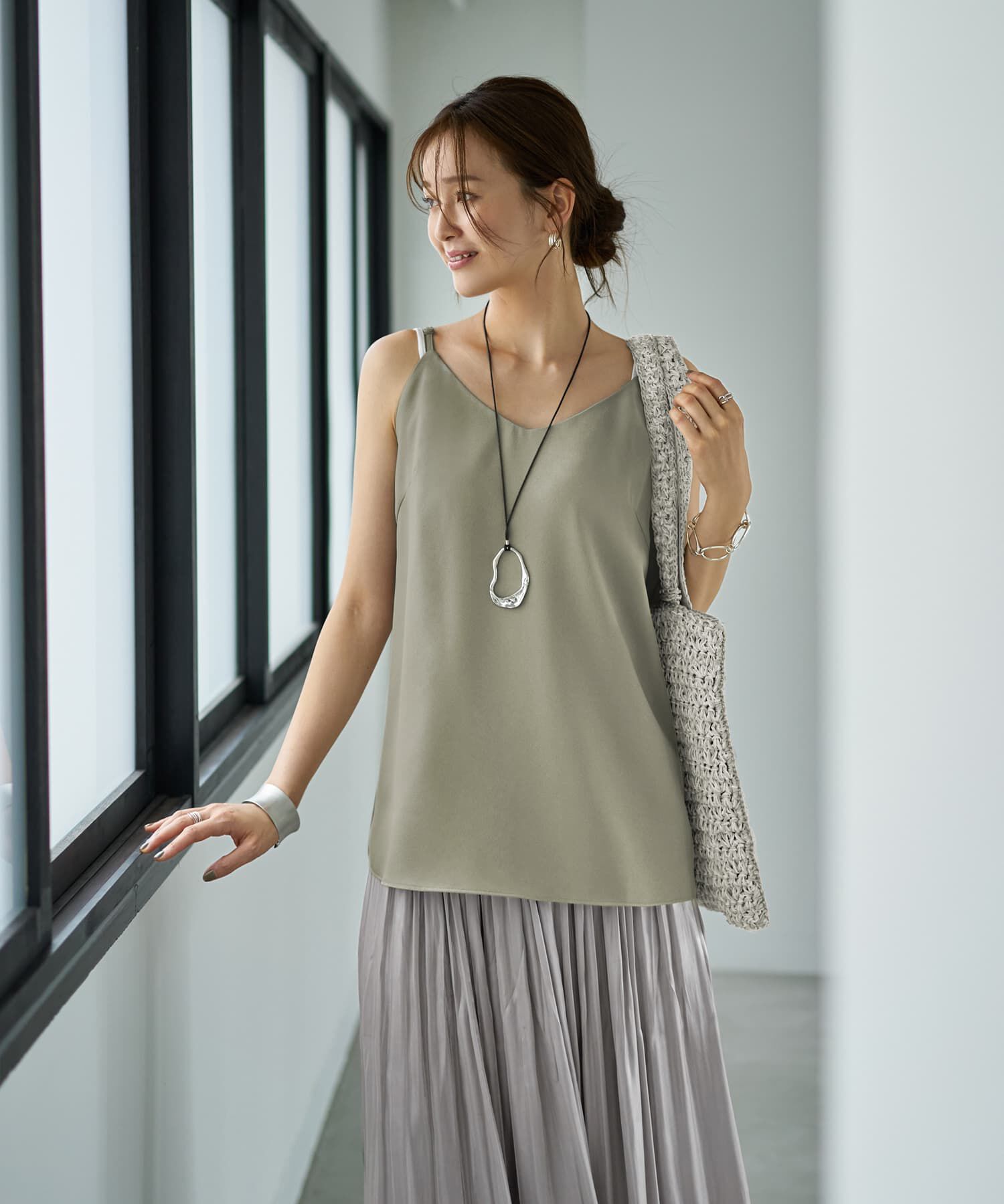 STYLE DELI「肩紐ちょこっとキャミ型ブラウス」|キャミソール|ダークセージ