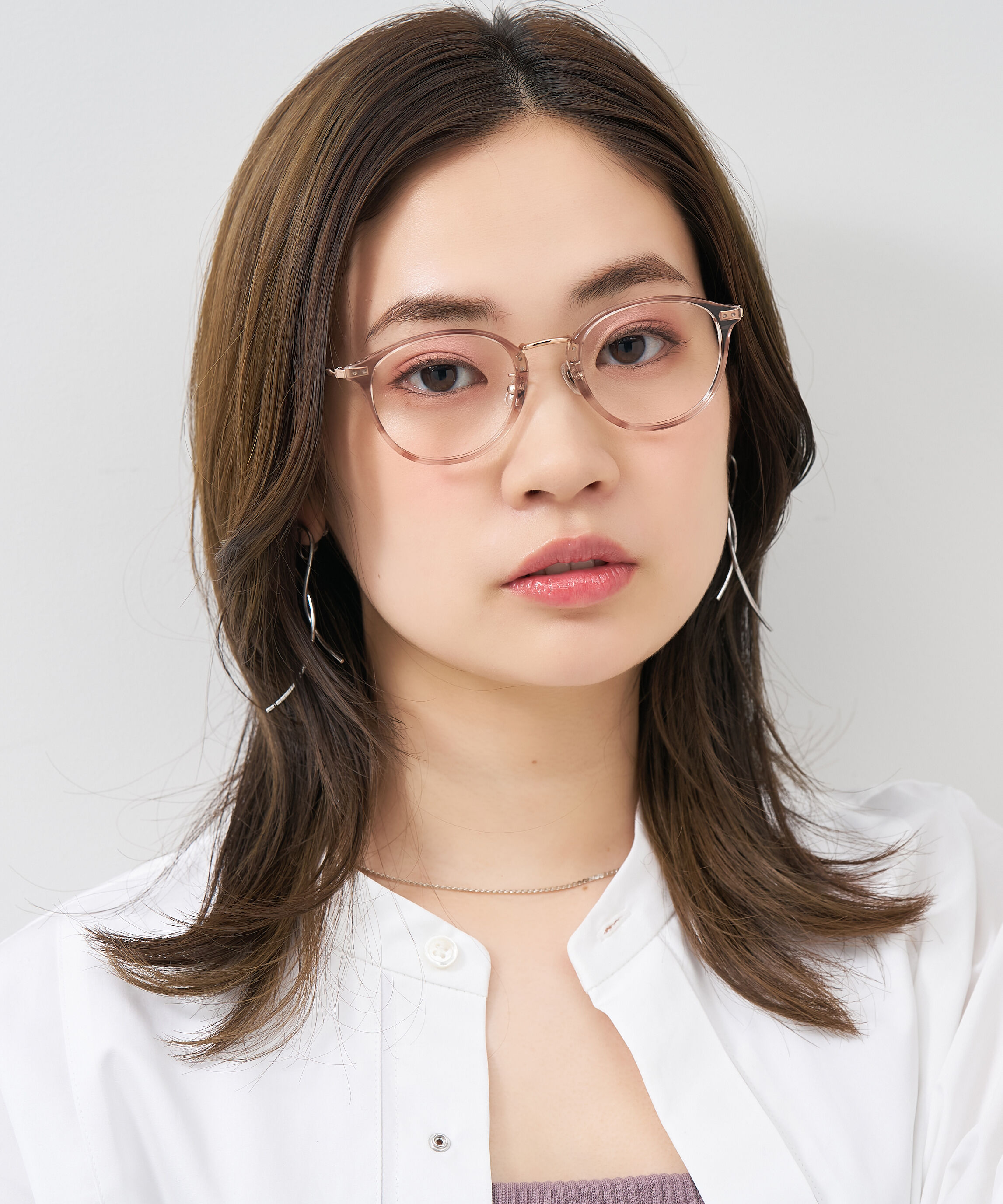  「ボストン型 大人可愛いメガネ トレンド感&times;きちんと感のあるデザイン｜黒縁 クリア レンズ交換券付き」|メガネ|ピンク