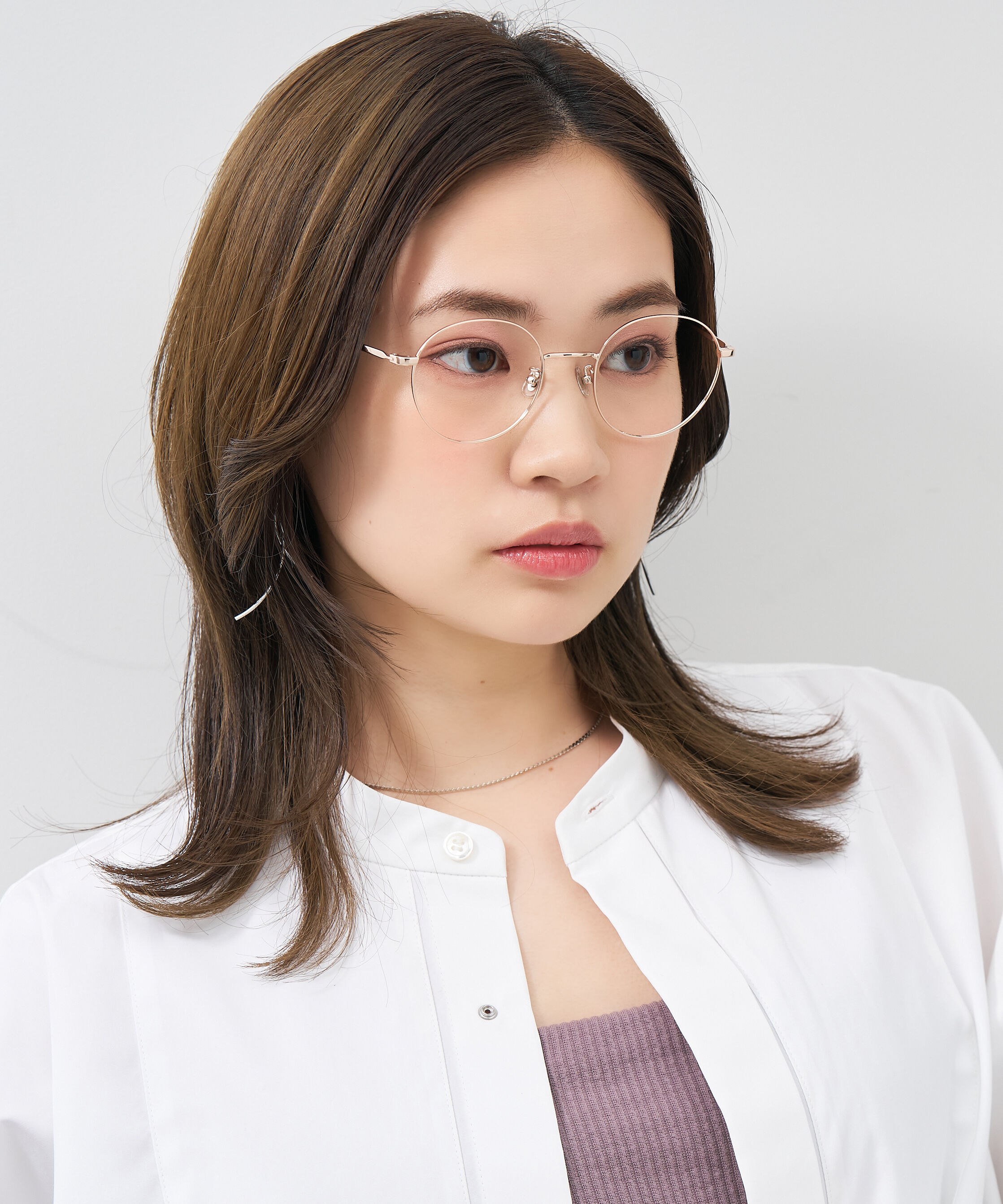  「ボストン型 華奢なラインで大人可愛い メガネ｜大きめサイズ 小顔効果 メタルフレーム レンズ交換券付き」|メガネ|ピンク