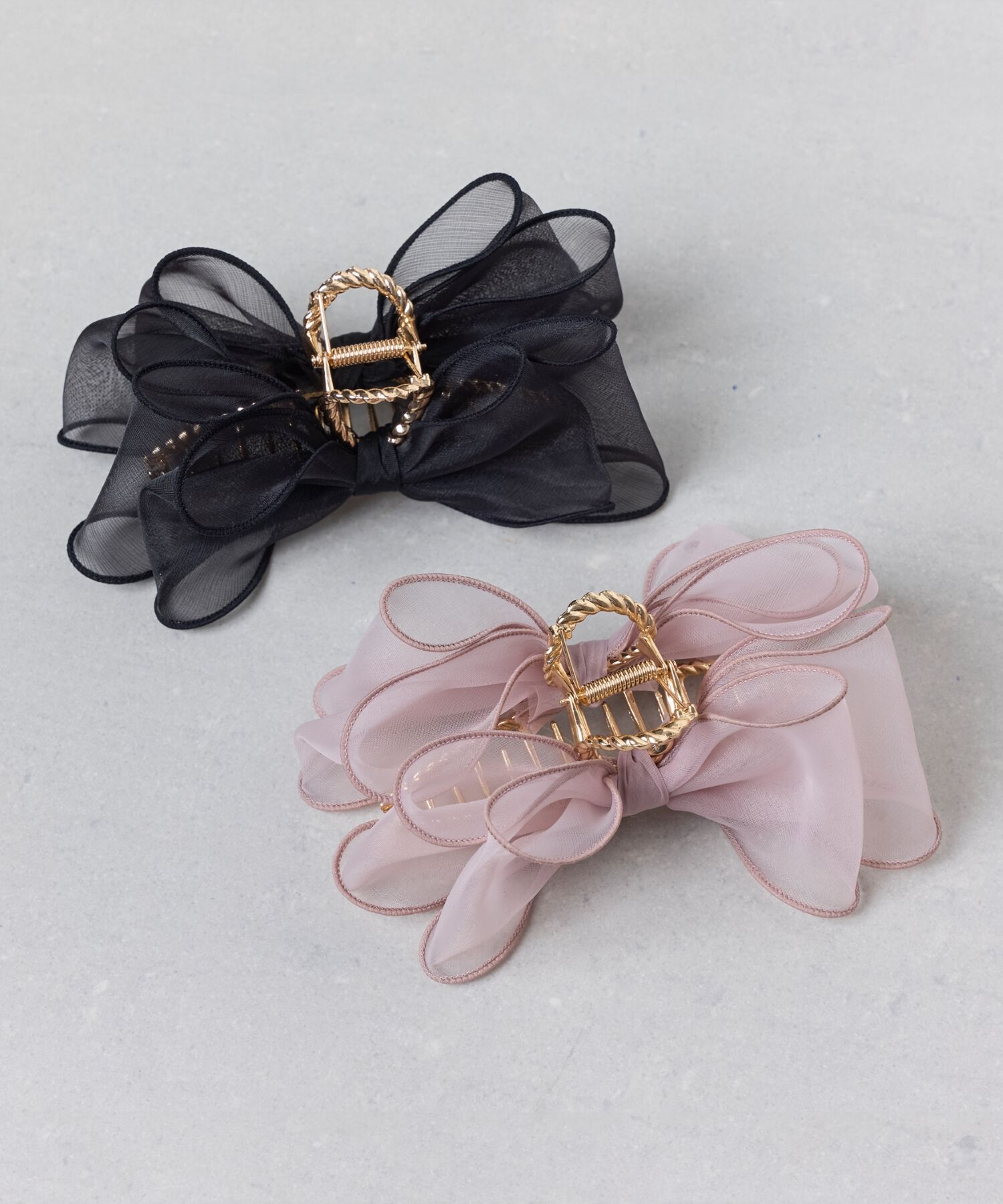 Phoebe「ボリュームオーガンジーリボンバンスクリップ　ブラック」|その他|