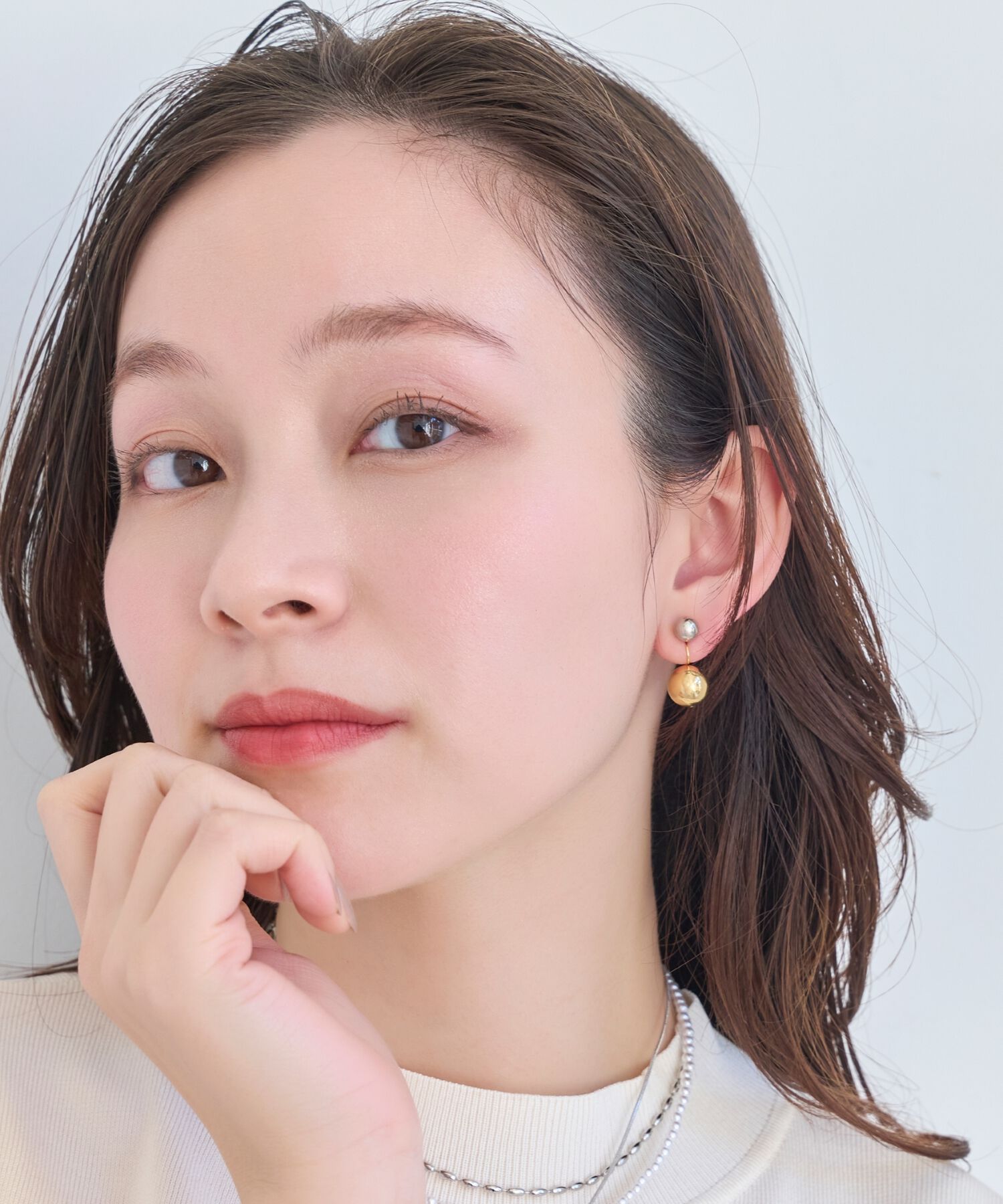 Phoebe「バックモチーフイヤリング　コンビメタル」|イヤリング|