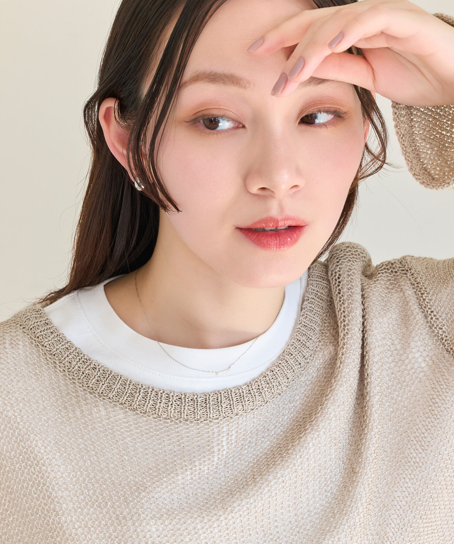 Phoebe「【金属アレルギー対応】ストレートバービジューネックレス　シルバー」|ネックレス|