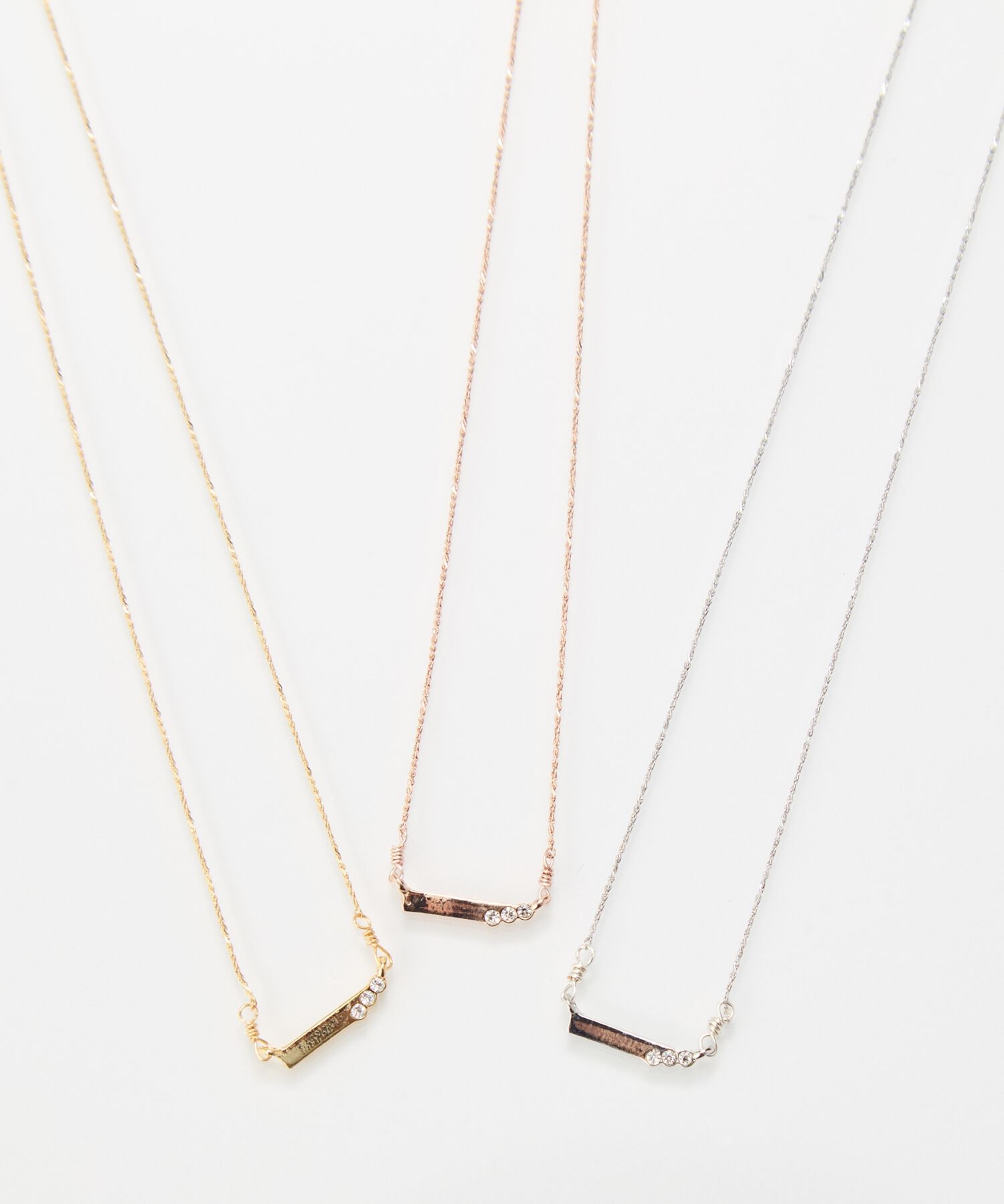 Phoebe「【金属アレルギー対応】ストレートバービジューネックレス　シルバー」|ネックレス|