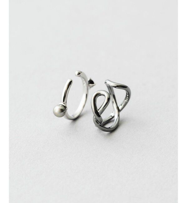 Jouete「【WEB限定カラー】ジルコニア&times;パール チュージング イヤーカフス」|イヤーカフ|ブラック系その他