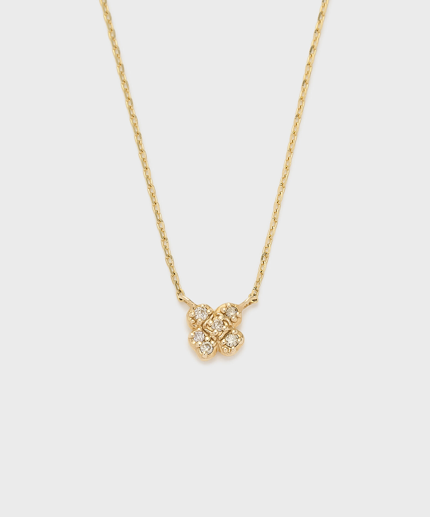 NOJESS「【Tiny Motif】K10ダイヤモンドクローバーネックレス（0.03ct）」|ネックレス|クリア