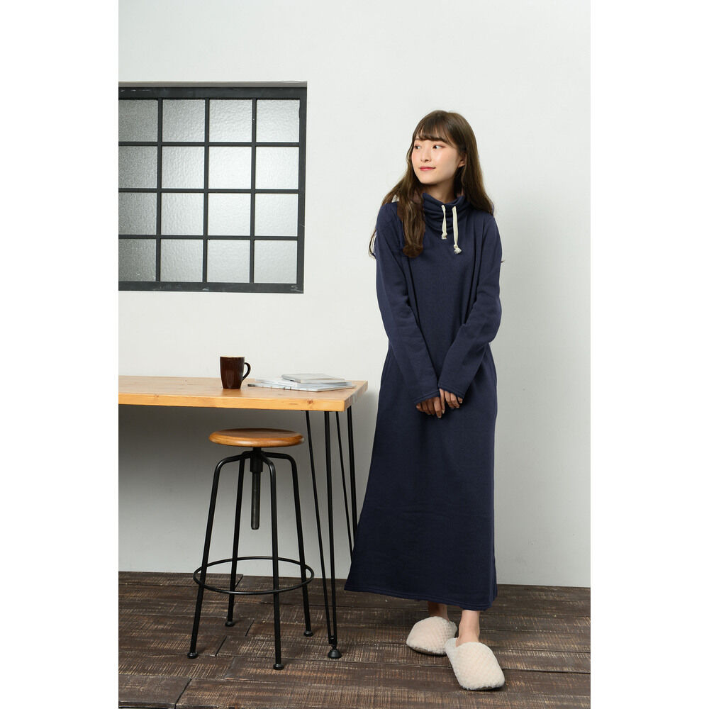 BACKYARD FAMILY「ルームウェア ワンピース 長袖 通販 秋 冬 秋冬 ゆったり ロング マキシ丈 ハイネック」|ルームウェア|ブルー1