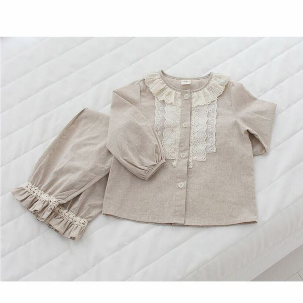 BACKYARD FAMILY「パジャマ 前開き 女の子 キッズ 通販 セットアップ 10006256 上下セット 長袖 上下」|その他|ベージュ1