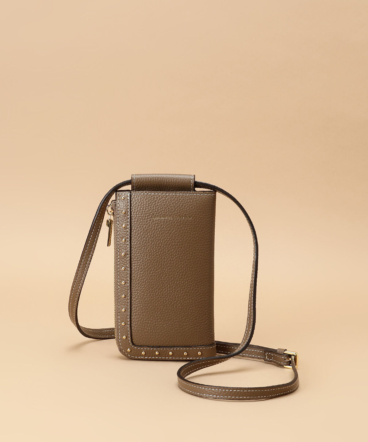 Samantha Thavasa「スタッズデザイン ウォレットショルダー」|ショルダー・メッセンジャー|グレージュ