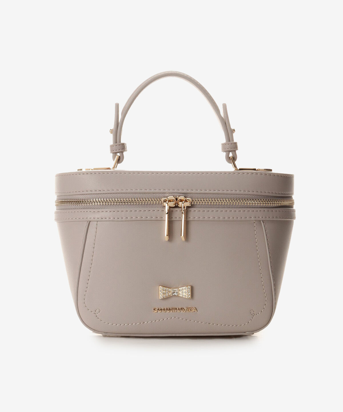 Samantha Vega「ビジューリボンバニティバック」|ハンドバッグ|グレー