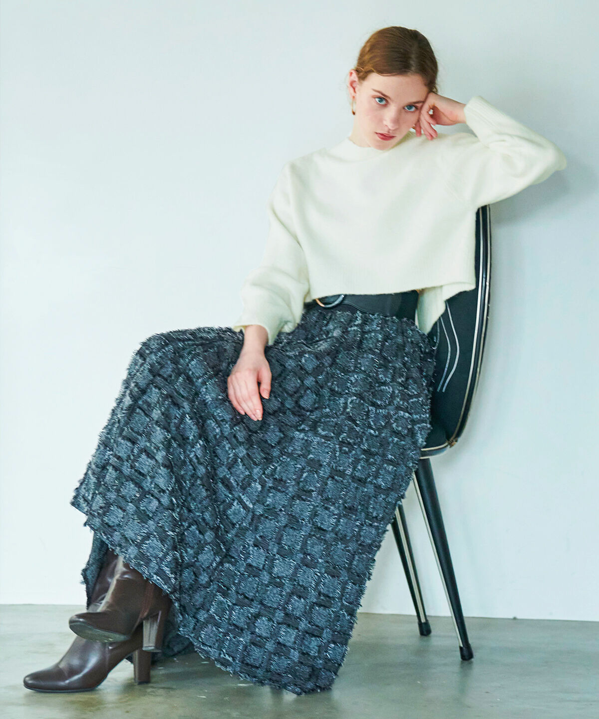 アンドクチュール「ウールMIXハイネックニットプルオーバー」|ニット・セーター|