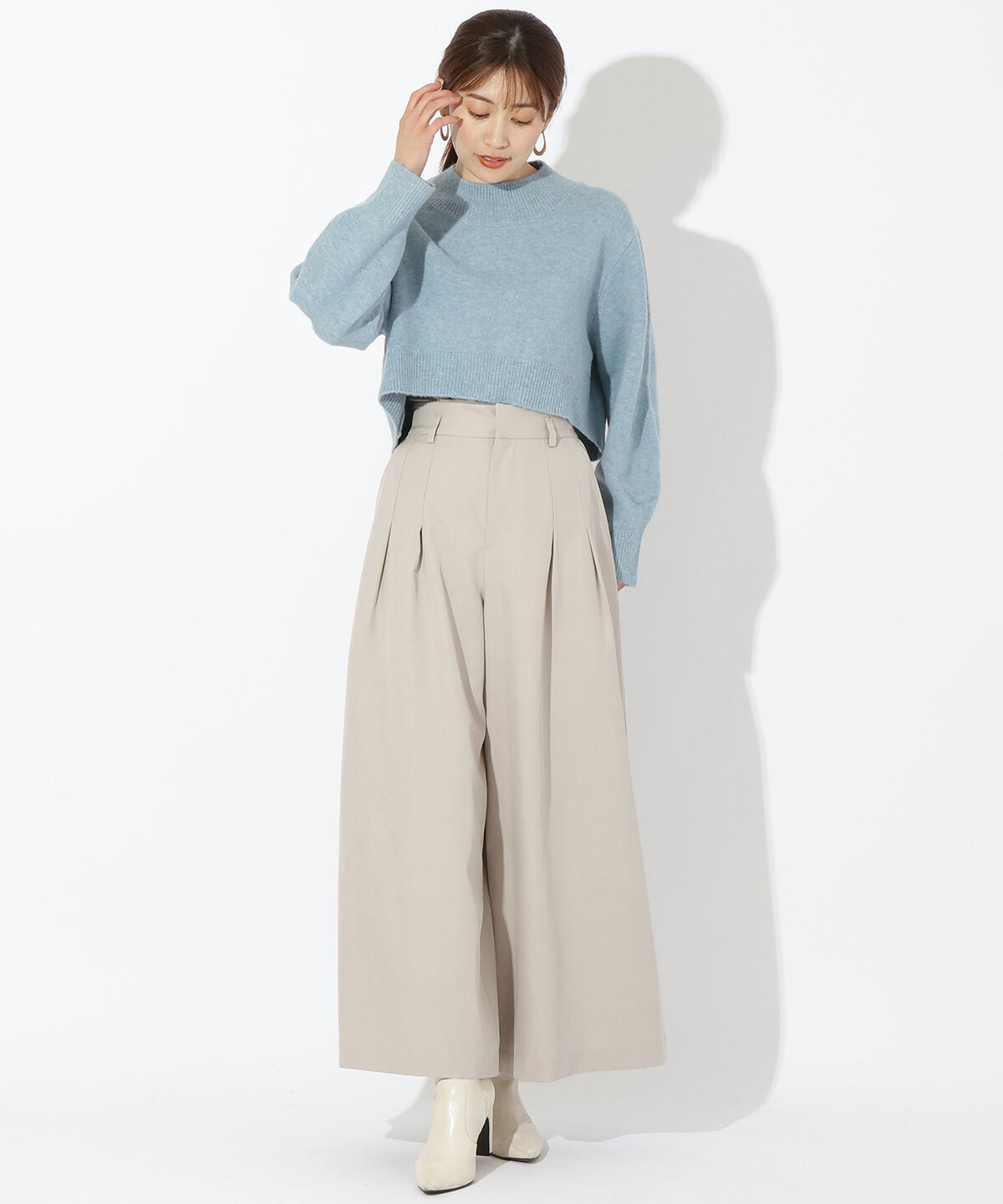 アンドクチュール「ウールMIXハイネックニットプルオーバー」|ニット・セーター|