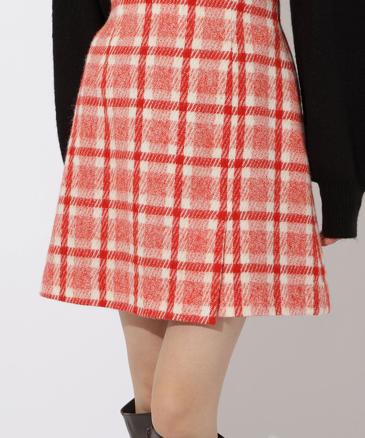 アンドクチュール「ウールシャギーチェックミニスカート」|台形|